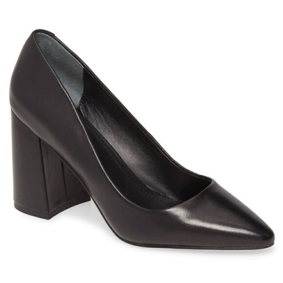 CHARLES BY CHARLES DAVID "Verse" Black Leather Heels Pumps - Size 7 1/2 - Picture 1 of 9